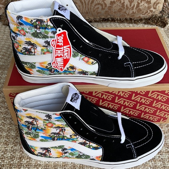 Vans Men’s Sk8-Hi ALOHA Black/True White Sneakers - Picture 2 of 16
